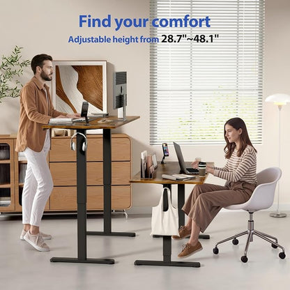 YESHOMY Height Adjustable Electric Standing Desk, 39 x 24 Inches Memory Home Office Sit Stand up Desk with Phone Holder and USB Charging Port, Rustic Brown