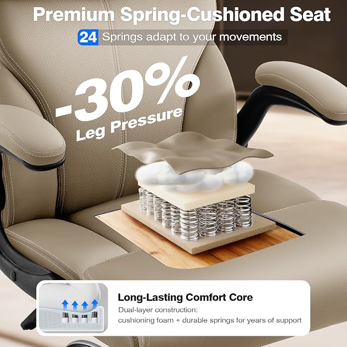 AreShark Office Chair - Executive High Back Breathable Comfy Desk Chair with Lumbar Support - Ergonomic Leather Rolling Swivel Computer Chair with Rock Function for Working Studying Gaming Relaxing