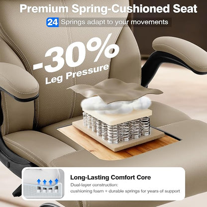 AreShark Office Chair - Executive High Back Breathable Comfy Desk Chair with Lumbar Support - Ergonomic Leather Rolling Swivel Computer Chair with Rock Function for Working Studying Gaming Relaxing