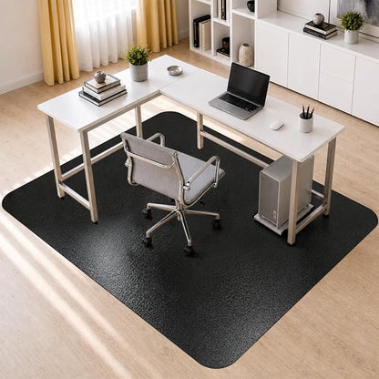 Kuyal Chair mat for Hardwood Floor 51 x 63 inches Rectangle Floor Mats Wood/Tile Protection Mat for Office & Home, Black