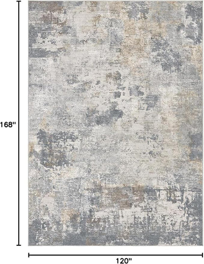 UERMEI 10x14 Area Rug Living Room Rugs - Washable Neutral Modern Abstract Soft Thin Large Rug Indoor Floor No Slip Rug Carpet for Bedroom Under Dining Table Home Office Decor - Blue Grey
