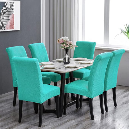 Stretch Chair Covers for Dining Room Set of 6, Removable Washable Dining Room Chair Covers, Dining Chair Slipcovers Seat Protector, Great for Home and Banquet Decoration (Turquoise, 6 Pack)