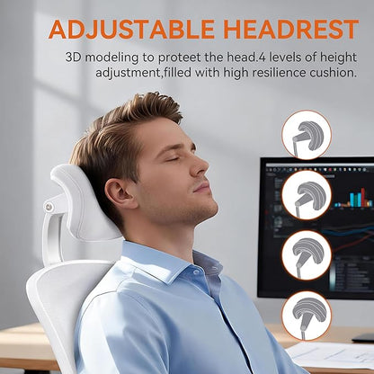 BOLISS Ergonomic Drafting Chair High Back Tall Office Chair for Standing Desk with Double-Layer Seat Cushion, Adjustable Headrest & Lumbar Support, Flip-Up Arms, and Metal Foot Ring (Grey)