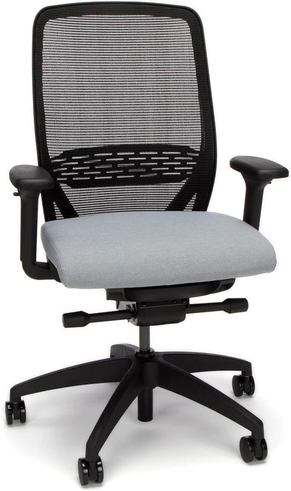 HON Nucleus Office Chair Ergonomic Desk Chair Suspended Seat Mesh Back for Home Office, Task Work - Synchro-Tilt Recline, Swivel Wheels, Adjustable Lumbar Support & Armrests, Black Frame, Gray