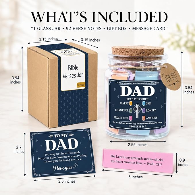 Father Day Gift for Dad, Bible Verse Jar for Dad, Christian Gifts for Men, First Father Day Gift from Son, Daughter