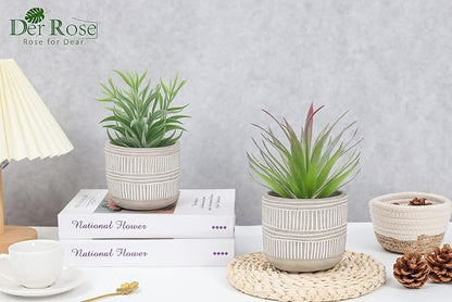Der Rose 2 Pack Fake Succulents Plants Artificial Succulents in Pots for Room Home Bathroom Bedroom Office Boho Decor