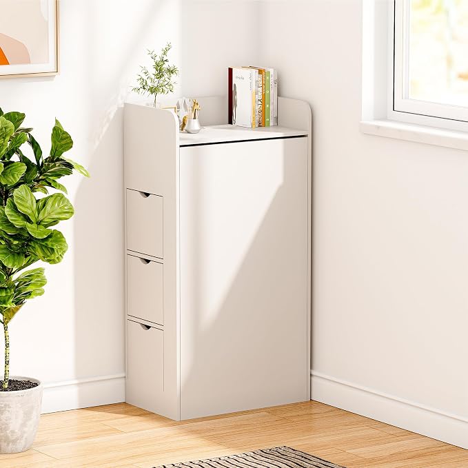 LAUSAINT HOME Wall Mounted Foldable Desk, Space Saving Hidden Desk with Storage & Power Outlet, Fold Out Table for Small Spaces, Home Office Bedroom, White