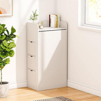 LAUSAINT HOME Wall Mounted Foldable Desk, Space Saving Hidden Desk with Storage & Power Outlet, Fold Out Table for Small Spaces, Home Office Bedroom, White