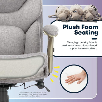 Serta Ergonomic Executive Office Chair Motion Technology Adjustable Mid Back Design with Lumbar Support, Light Gray Fabric