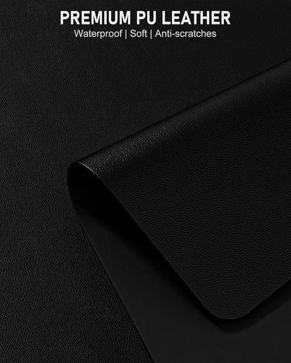Desk Pad, 48" x 17" PU Leather Non-Slip Desk Mat Large Mouse Pad for Desktop, Waterproof Laptop Computer Writing Mat for Office, Home, Work, Gaming, Black
