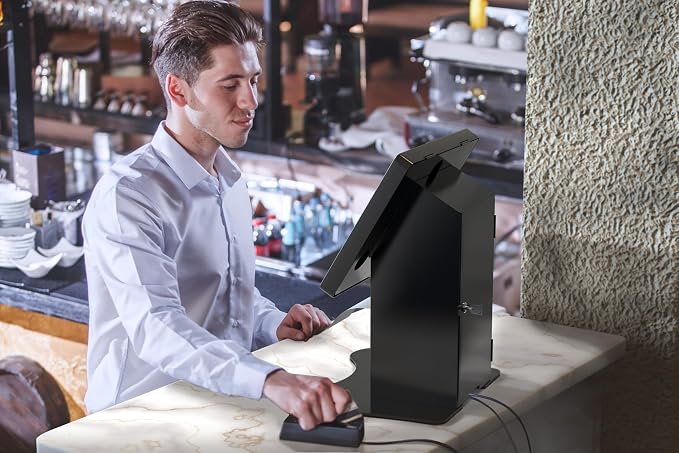 Anti-Theft Tablet Desk Stand – CTA Secured POS Kiosk with Password Lock & Printer Shelf for iPad 11 (A16) - Pro 11-inch M4 - Air 11-inch M3- iPad 10th Gen - Galaxy Tab & More Tablets