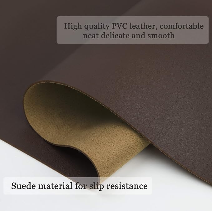 YSAGi Non-Slip Leather Desk Pad, Waterproof Laptop Computer Desk Keyboard Mat, Table Protector Blotter Mat, Large Mouse Pad for Office/Work/Home/Decor(Dark Brown, 23.6" x 13.7")