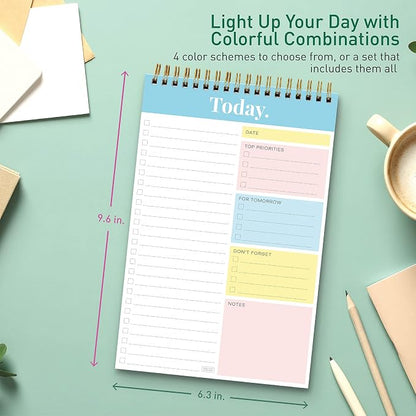 Sweetzer & Orange Daily & Weekly To Do List Notepad – Undated Work Planner & Organizer with Wish List Section, 52-Sheet Coiled Task Pad for Productivity – TURQUOISE To Do List Notebook for Work
