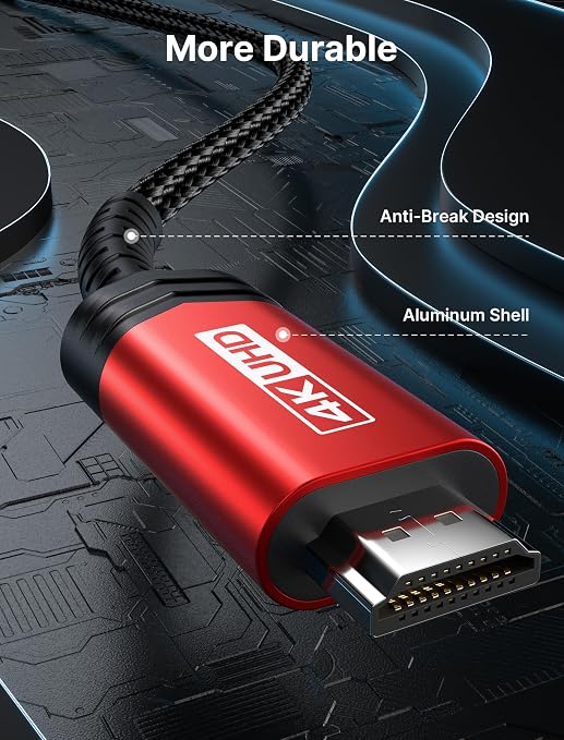 JSAUX USB C to HDMI Cable 13ft | 4K@60Hz USB 3.1 Type C to HDMI 2.0 Cord, Compatible with Thunderbolt 3/4, iPhone 17/Pro/Pro Max,16/Pro/Pro Max, MacBook Pro/Air, Galaxy S8 to S24, iPad Pro,iMac-Red