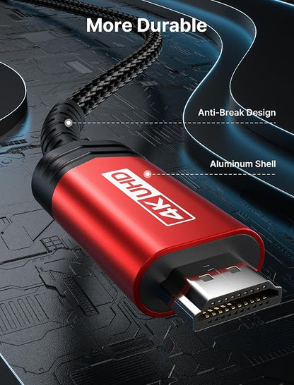 JSAUX USB C to HDMI Cable 13ft | 4K@60Hz USB 3.1 Type C to HDMI 2.0 Cord, Compatible with Thunderbolt 3/4, iPhone 17/Pro/Pro Max,16/Pro/Pro Max, MacBook Pro/Air, Galaxy S8 to S24, iPad Pro,iMac-Red