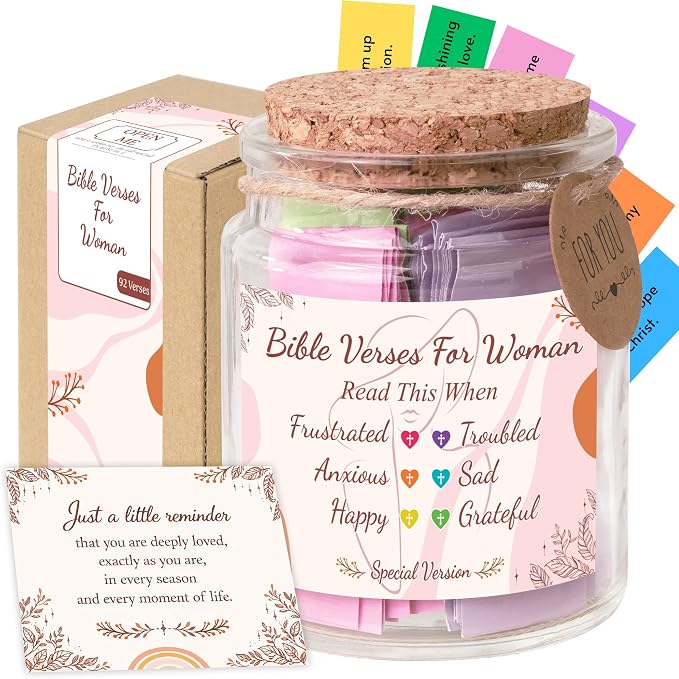 Bible Verses Jar for Women – Christian Gifts For Women, Color Coded Scripture Jar, Mothers Day Gifts For Mom