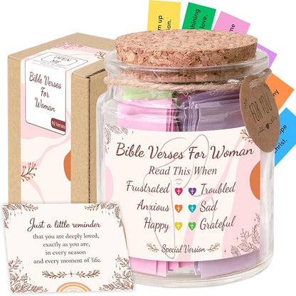 Bible Verses Jar for Women – Christian Gifts For Women, Color Coded Scripture Jar, Mothers Day Gifts For Mom