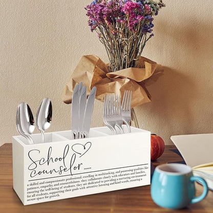 School Counselor Gifts Wooden Pen Pencil Holder for Desk, Appreciation Gifts for School Counselor Wood Makeup Brush Toothbrush Holder Organizer for Guidance Counseling Office