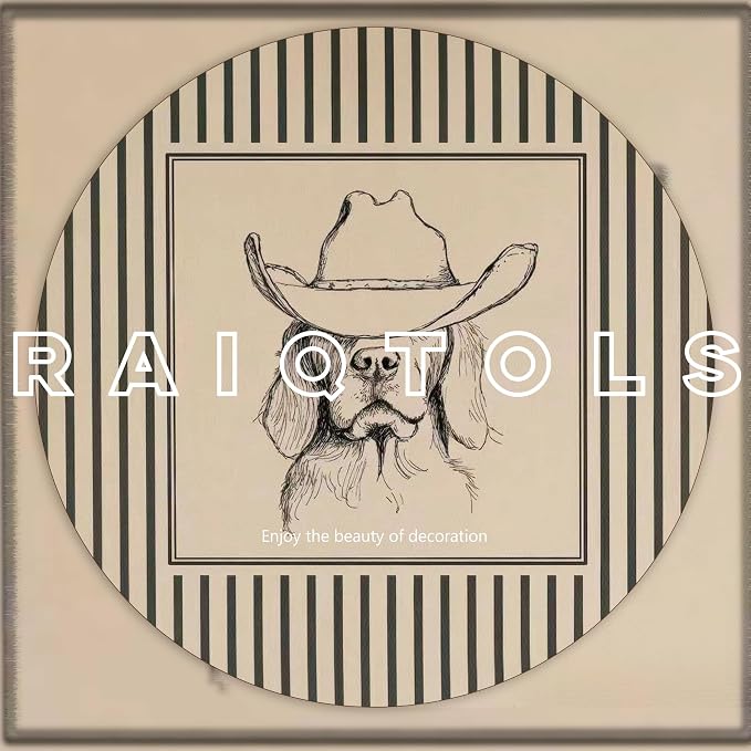 Western Cowboy Dog Wall Art - Framed Canvas Wall Decor for Living Room, Bedroom & Nursery, Vintage Animal Sketch in Wood Frame, Cute Dog with Hat Picture, Farmhouse Style 16x24 Inch