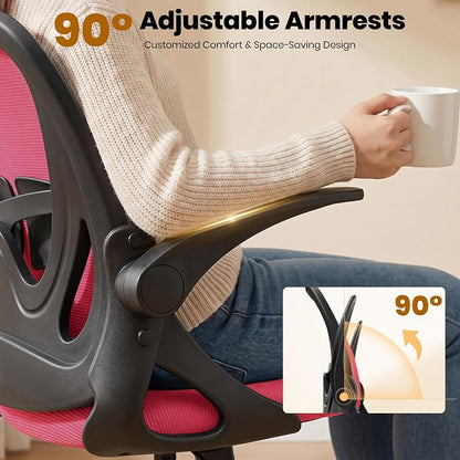 Primy Drafting Chair Tall Office Chair with Flip-up Armrests Executive Ergonomic Computer Standing Desk Chair with Lumbar Support and Adjustable Footrest Ring (Fire Brick)