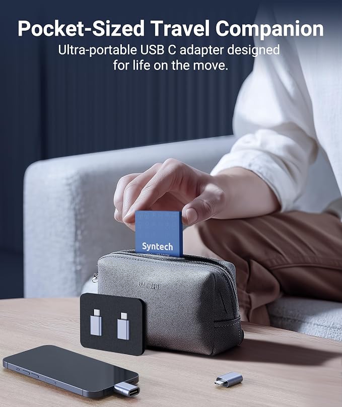 Syntech USB C Male to USB3 Female Adapter Compatible with iPhone 17 Pro Max iMac 2021, iPad Pro 2021, MacBook Pro 2020 / Air 2020 and Other Type C or Thunderbolt 5/4 Devices Blue, Pack of 2