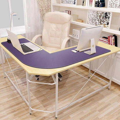 Mydours L-Shape Desk Mat, 46" x 46" x 16" Extra Large PU Leather Corner Desks Pad Blotter, XXL Corners Waterproof Gaming Mouse Pad, Desktop Protector for Computer Keyboard Home Office (Purple)
