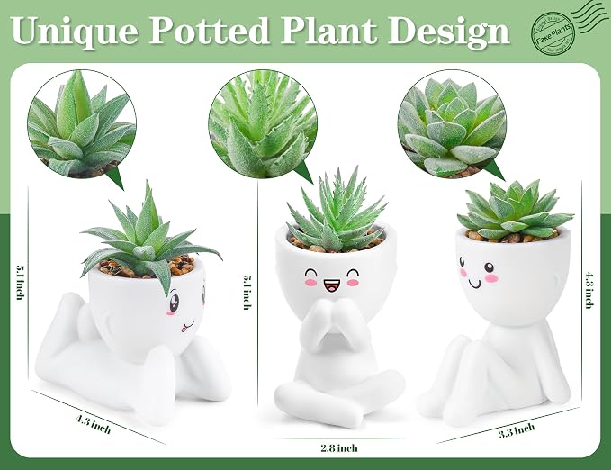Der Rose 3 Pack Fake Plants for Office Desk Accessories Artificial Succulents Plants for Room Bathroom Home Decor for Women