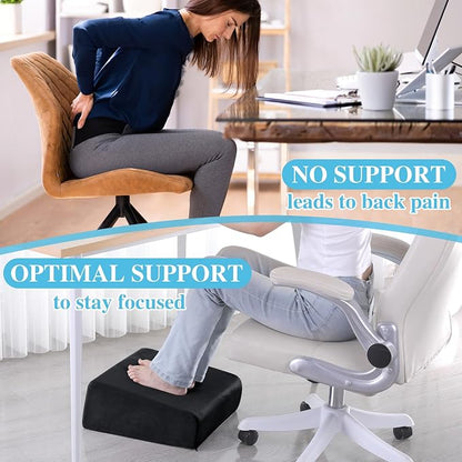 Under Desk Foot Rest, ROYALAY Ergonomic Office Footrest with 3 Adjustable Heights, High-Density Memory Foam Leg Rest for Home, Travel, Airplane with Washable Cover