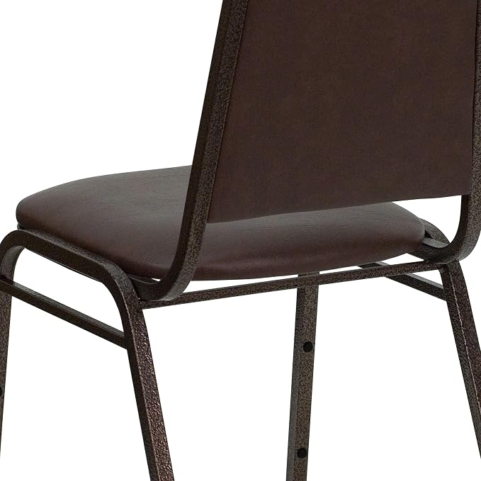 Flash Furniture 4 Pack HERCULES Series Trapezoidal Back Stacking Banquet Chair in Brown Vinyl - Copper Vein Frame