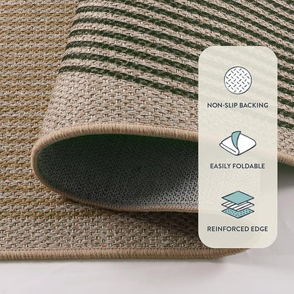 Lahome Enfys Modern Rainbow Round Rug, 6ft Easy Jute Circle Patio Rug Washable Indoor Outdoor Rugs for Living Room, Farmhouse Natural Round Area Rug Contemporary Carpet for Entryway Backyard