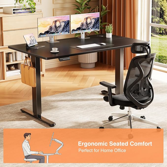 Sweetcrispy 48 Inch Electric Standing Desk, Height Adjustable Sit Stand Up Desk, Computer Workstation Home Office Gaming Rising Table with Memory Preset Splice Board,Black