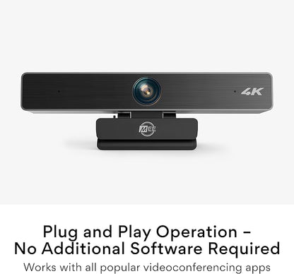 MEE Audio C11Z 4K Ultra HD Webcam with ANC Microphones, 4X Digital Zoom, Low Light Correction, Wide Angle Lens and Privacy Cover for Zoom Video Conferencing on Computer PC Mac Laptop Desktop