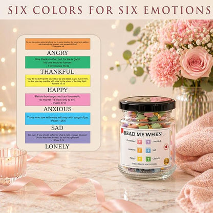 Bible Verses Jar, 92 Hand-Rolled Bible Scroll, Read Me When Christian Jar, Color Coded KJV Bible Verses, Religious Gifts for Women, Prayer Gifts for Friends, Mom, Sister, Cancer Warriors