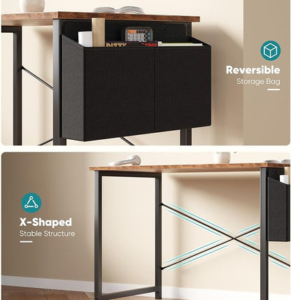 OLIXIS Small Computer Desk, 40 Inch Home Office Desks, Writing Study Craft Work Gaming Table, Computer Workstation for Bedroom Small Spaces with Storage Bag and Headphone Hook, Rustic Brown