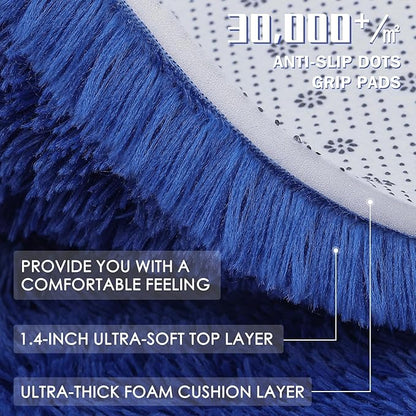 OLANLY 7x12 Machine Washable Large Area Rugs for Living Room, Bedroom, Soft Fluffy Shaggy Bedside Rug, Indoor Floor Carpet for Kids Girls and Boys, Dorms, Nursery, Home Decor Aesthetic, Navy Blue