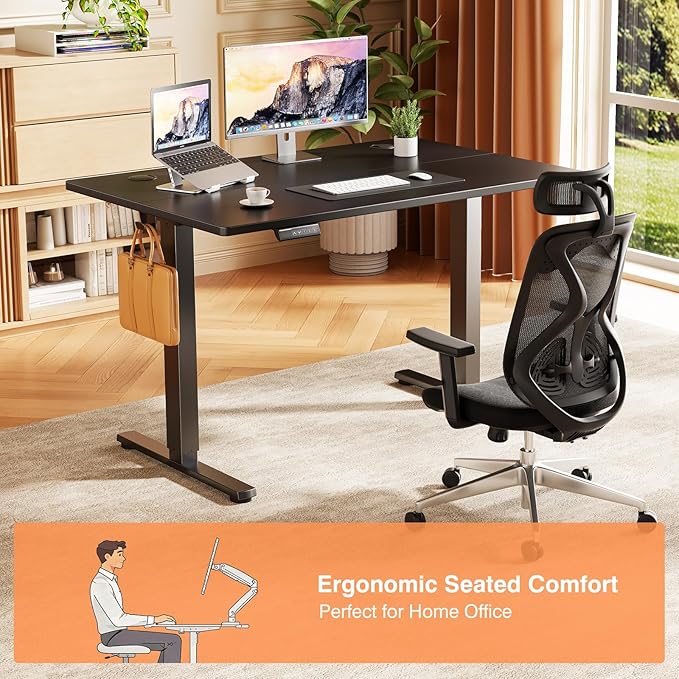 Sweetcrispy Electric Standing Desk Height Adjustable, 40 Inch Sit Stand Up Desk, Home Office Rising Gaming Table Computer Workstation with Memory Preset Splice Board, Black