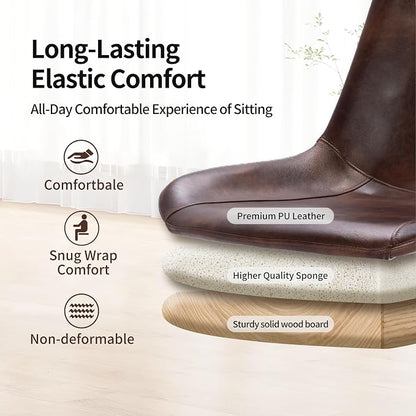 DUHOME Modern PU Leather Office Chair Desk Chair Swivel Computer Chair Dark Brown