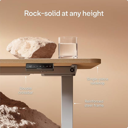 Desktronic HomeOne Standing Desk 54x28 — Ergonomic Sit Stand Home Office Desk, Made in Europe, Electric Dual Motor Height Adjustable, USB & USB-C Charging, Wobble-Free, Touchscreen, 3 Memory Presets