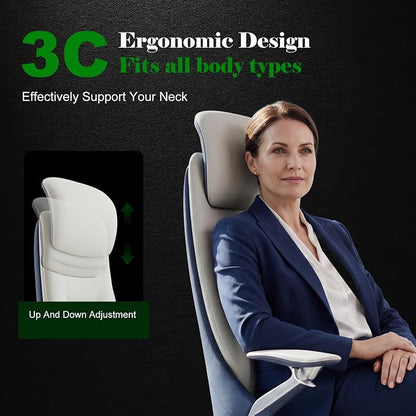 Ergonomic Executive Leather Office Chair: High Back Top Grain Leather with Adjustable Headrest, 3-Position Recline (90°-135°), Tension Control & Height Adjustment, Italian DONATI Base