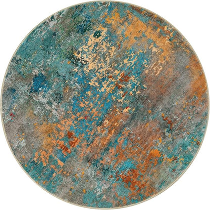 Lahome Modern Abstract Round Rug - 4Ft Colorful Rugs for Entryway Small Bathroom Rugs Washable 4x4 Circle Mat, Contemporary Indoor Floor Accent Carpet for Kitchen Bedroom Family Room Decor