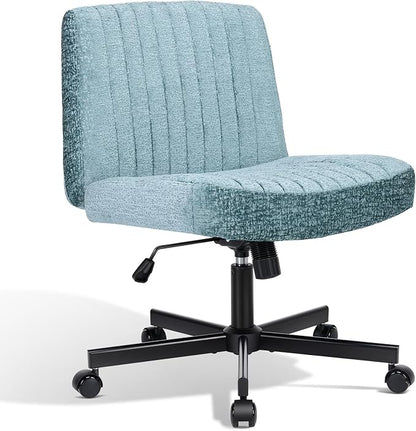 Convertible Base Criss Cross Chair with Pocket Springs & Thicker and Wider Cushions, Cross Legged Office Chair Relieves Back Pain, Swivel Vanity Chair for Living Room/Office, Dark Teal