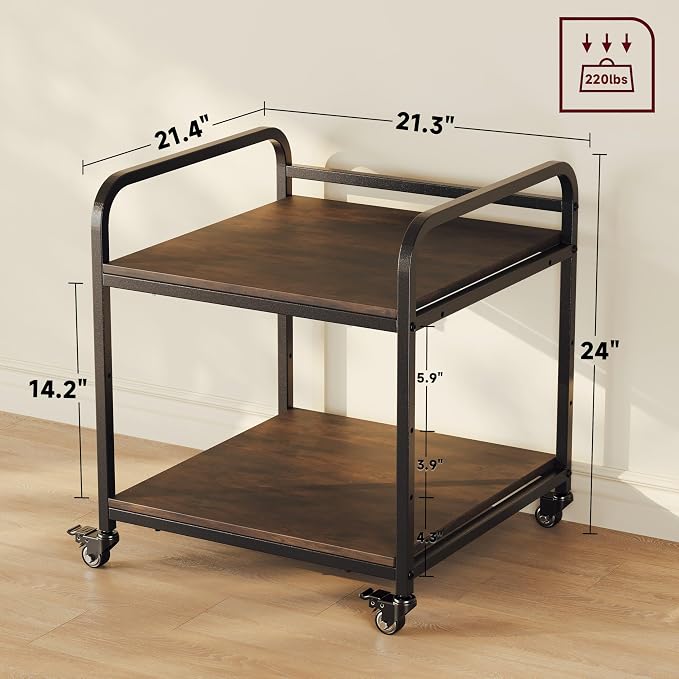 Heavy Duty 3D Printer Stand for Bambu Lab A1 Mini & FlashForge 5M | Reduces Printer Vibration, Supports 220 lbs, Adjustable Height, Built-in Power Hub, Mobile Tool Storage