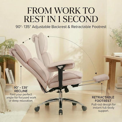 Efomao Big & Tall Desk Chair, Wide Executive Office Chair with Footrest Blue