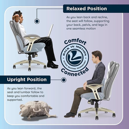 Serta Claremont Ergonomic Executive Office Chair with Back in Motion Technology, Adjustable Mid Back Desk Chair with Lumbar Support, Bonded Leather, Gray