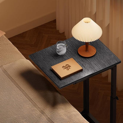 Vagusicc C-Shaped End Table, 33" Tall C Table Adjustable Height Side Table, Small Couch Table with Metal Frame, Slide Under Sofa TV Tray for Living Room, Bedroom, Bedside, Small Spaces, Gray Walnut