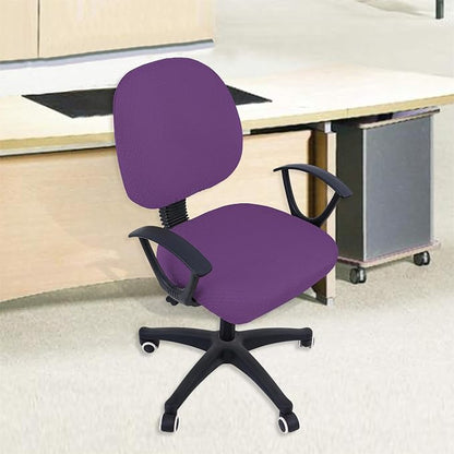 Smiry Stretch Jacquard Office Computer Chair Covers, Removable Washable Universal Desk Rotating Chair Slipcovers Protector, Seat + Backrest Cover, Purple