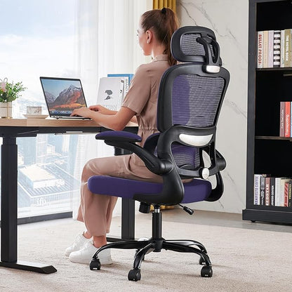 TRALT Office Chair Ergonomic Desk Chair, 330 LBS Home Mesh Office Desk Chairs with Wheels, Comfortable Gaming Chairs (Violet)