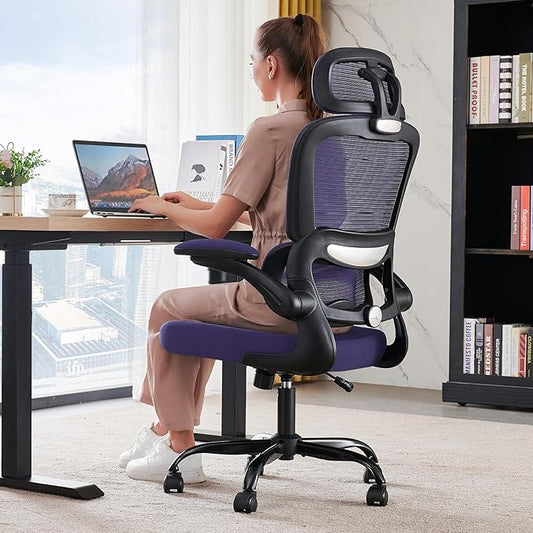 TRALT Office Chair Ergonomic Desk Chair, 330 LBS Home Mesh Office Desk Chairs with Wheels, Comfortable Gaming Chairs (Violet)