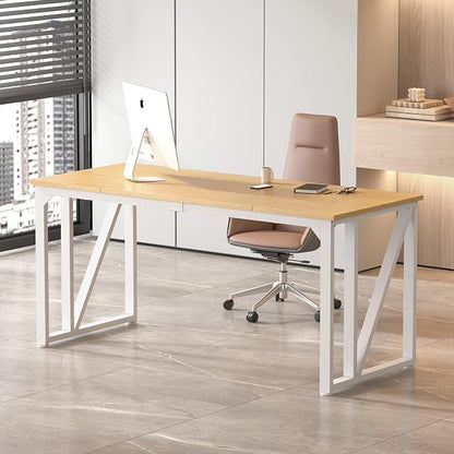 NSdirect Computer Desk 63×23.6Inch Gaming Desk with Deeper & Thicker Desktop, Office Desk Work Desk for Home Office, Natural