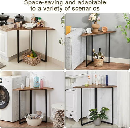 VECELO Corner Shelf, End Side Tables, Triangle Shelves with Metal Frame for Small Space, Living Room, Kitchen, Bathroom